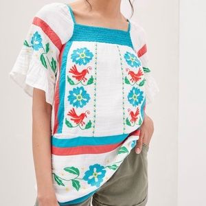 HOST PICK🌴🌺NWT Anthro Seen Worn Kept Embroidered Tunic Blouse